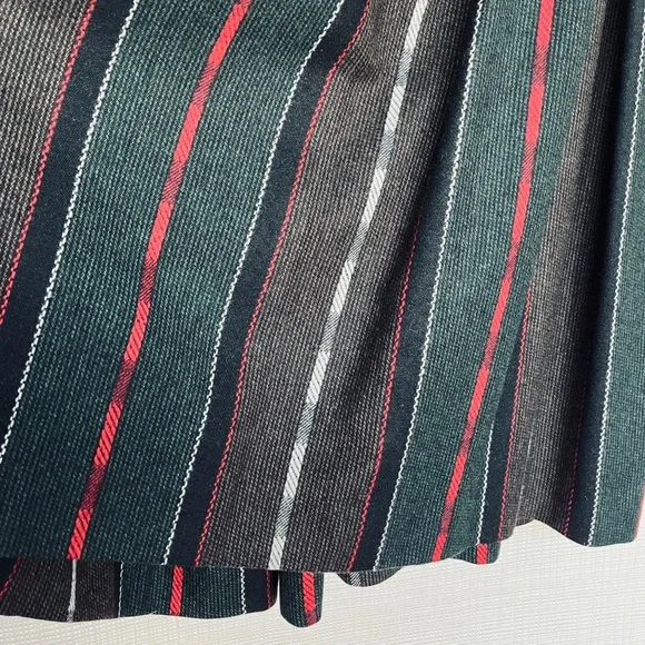 VINTAGE Plaid Wool Midi Skirt Pockets Preppy Classic Boho Vagabond Mixed Media